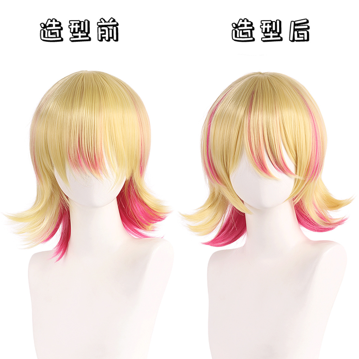 شعر مستعار اصطناعي قصير أشقر ذ - مراجعة Anime Cosplay Duo وسعره